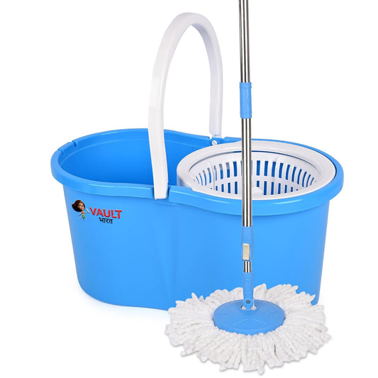 V53 SpinMax Mop Bucket Set | Plastic Wringer, 2 Refills Set