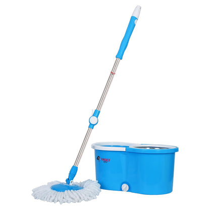 Premium Heavy Quality Mop Bucket for Floor Cleaner| 360 Degree Cleaning Spin Mop with Easy Wheels with 1 Refill Extra(Stainless Steel Wringer)V