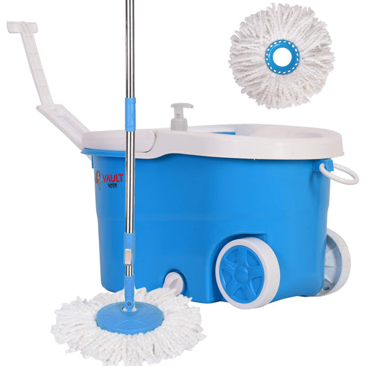 V58 Supreme Bucket Mop Set (Steel Wringer, 2 Refills)